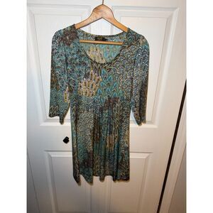 R&B Collection Paisley Print Empire Waist Tunic Top Women's Large